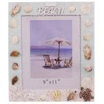 LEGNO MARE PORTAFOTO 9"X11" CON SASSOLINI VETRINI E TARTARUGA CON SCRITTA BEACH
